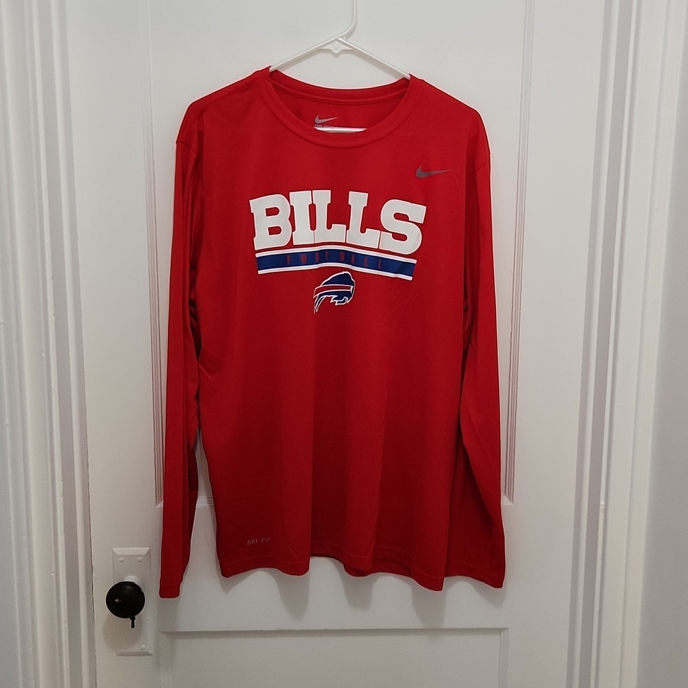 Men's Nike Dri-Fit NFL Buffalo Bills Red Long Sleeve Shirts Size XL